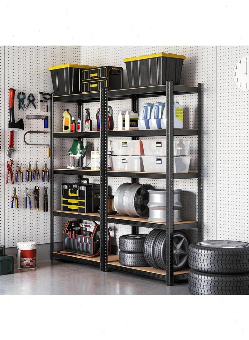 Yoawllty 5-Tier Storage Shelf Organizer, Adjustable  Storage Shelve, Assembly Metal Shelving Unit for Kitchen, Garage, Warehouse & Basement (Black) - Image 2